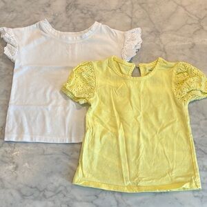 2T Girls' White and Yellow Eyelet Sleeve Tops